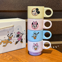 Mug en céramique empilable mignon Mickey Minnie en co-marque, nouvelle arrivée haut de gamme pour femmes, tasse à café, cadeau d'anniversaire