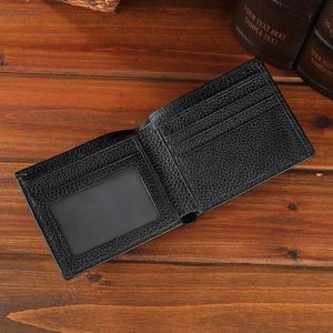 Portefeuilles en cuir de vache véritable imprimé avec initiales, design en cuir véritable pour homme, porte-cartes de crédit pliable pour homme avec boîte cadeau - Product Image 2