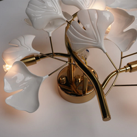 Lampe murale nordique en forme de feuille de Ginkgo, lumière minimaliste à 3 couleurs pour chambre à coucher, salon