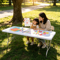 Table pliante en HDPE durable pour bureau à domicile, poste de travail temporaire