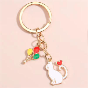Metal Enamel 3D Cartoon Cat Heart <b>Balloon</b> Keychain Lightweight Ladies and Men's Handbag <b>Accessories</b> for Friendship Gifts - Product Image 2
