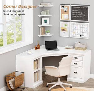 4 현대 화이트 귀여운 나무 매달려 보관 플로팅 벽 마운트 홈 장식 룸 코너 선반 세트 - Product Image 4