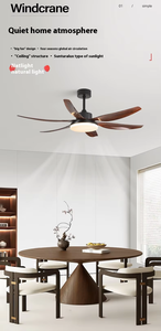 Lámpara de Techo Nórdica de Madera de 54 Pulgadas con 6 Aspas Rectas, Nueva, con LED, para Sala de Estar, Comedor Interior, con Ventilador - Product Image 6