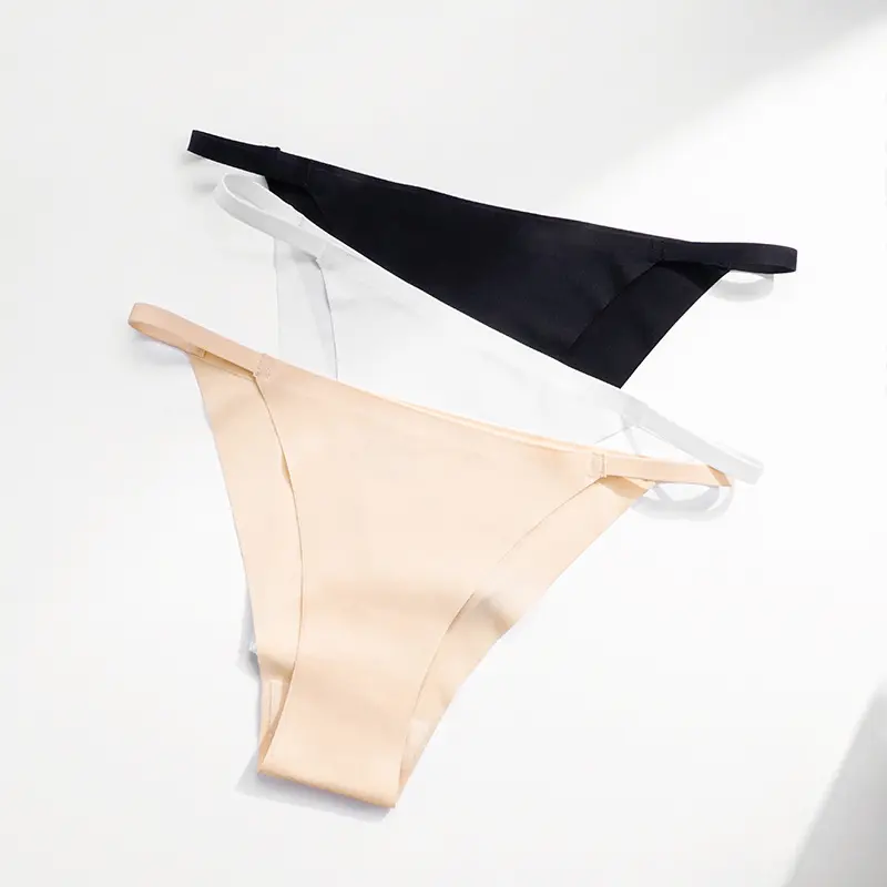 America Europe Size 77% Polyamide 23% Elastane Thin Belt Ladies Sports Seamless Panties Ice Silk Underwear Women Tanga Briefs
