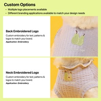 Body sans manches en coton gaufré avec broderie motif chien et fruits, longueur dos réglable, Printemps, OEM ODM