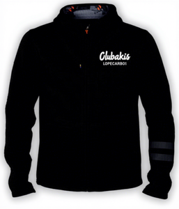 Sudadera con capucha y cremallera para hombre, negra, de forro polar, para la temporada de invierno, hecha de poliéster/algodón, técnica de teñido liso. - Product Image 1