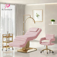 Lit de massage électrique de luxe pour salon de beauté, avec base incurvée pour extensions de cils, LED et 3 moteurs, idéal pour soins du visage et spa