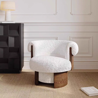 Fauteuil en laine fait main de style postmoderne, ergonomique, avec pieds en bois massif, idéal pour petit appartement, bureau ou décoration, confortable