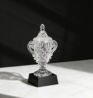 Coupe de trophée en verre cristal haut de gamme personnalisée avec gravure étanche et impression UV pour événements sportifs - Récompense