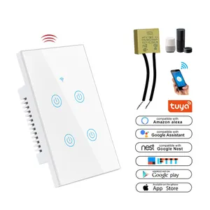 LEDEAST-interruptor de luz DS-121JL-4 para hogar inteligente, diseño de relé de 110V, 4 entradas, interruptor de luz BLE y Wifi con condensador de 2,0 uF