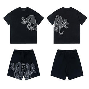 Combinaison de sport d'été American Street Style Heavyweight 100% Cotton Breathable Short-Sleeved Sports Pants Casual T-Shirt Hip-Hop - Product Image 5