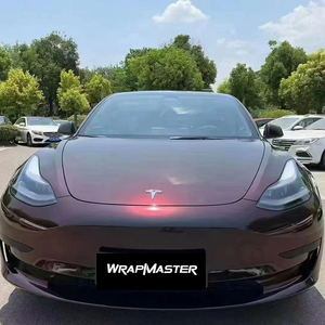 WRAPMASTER 1.52*18m PET Film de protection de peinture automobile <span class=keywords><strong>noir</strong></span> rouge brillant effet nuit, film de protection de carrosserie automobile - Product Image 1