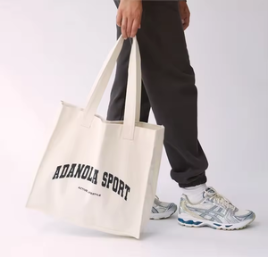 Oversize Eco-Friendly 12OZ <b>Canvas</b> Cotton Tote Shopping <b>Bag</b> Heavy Duty Recycled Custom Logo Print Letter Pattern <b>Drawstring</b> - Product Image 2