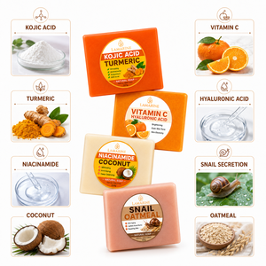 Sapone Artigianale Vegano Sbiancante Anti-Acne con Vitamina C Naturale, Curcuma e Acido Kojico, Etichetta Privata, Vendita all'Ingrosso - Product Image 3