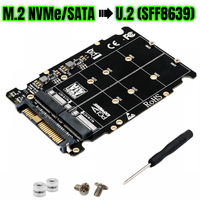 Kartu Adaptor 2 in 1 M.2 SSD ke U.2 SFF-8639, Casing Aluminium Alloy, Konverter PCIe 3.0 X4, Mendukung NVMe & SATA NGFF M/B Key SSD