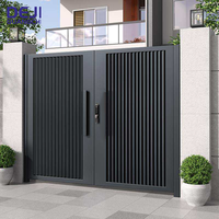 Portail à double battant moderne en alliage d'aluminium pour extérieur, avec conception porte dans porte, idéal pour l'entrée de jardin, de villa ou de cour de communauté