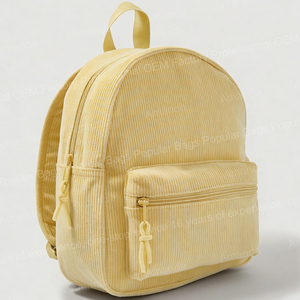 Sac à dos scolaire en velours côtelé pour garçons et filles, mignon, avec fermeture éclair, design rayé simple, pour collège, adolescents et enfants - Product Image 3