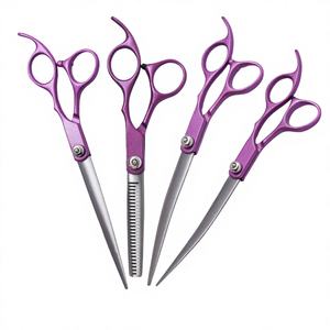 Tijeras de peluquería para mascotas de 7.0 pulgadas, de cuero, con dientes de colores, 4 unidades, juego recto con protección de cuchillas para animales pequeños - Product Image 4