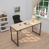 Meja Komputer Workstation Ganda Panjang dari Kayu dengan Kaki Logam untuk Kantor Rumah