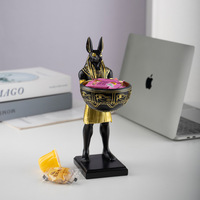 Neue Umweltfreundliche Schwarz-Goldene Moderne Luxuriöse Antike Aufbewahrungsornamente Anubis Hundegott Harz Ägyptische Kunsthandwerk Wohnzimmerdekoration