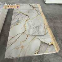 Panneau mural décoratif en PVC marbré brillant, imperméable et traité anti-UV, plaque de marbre plastique