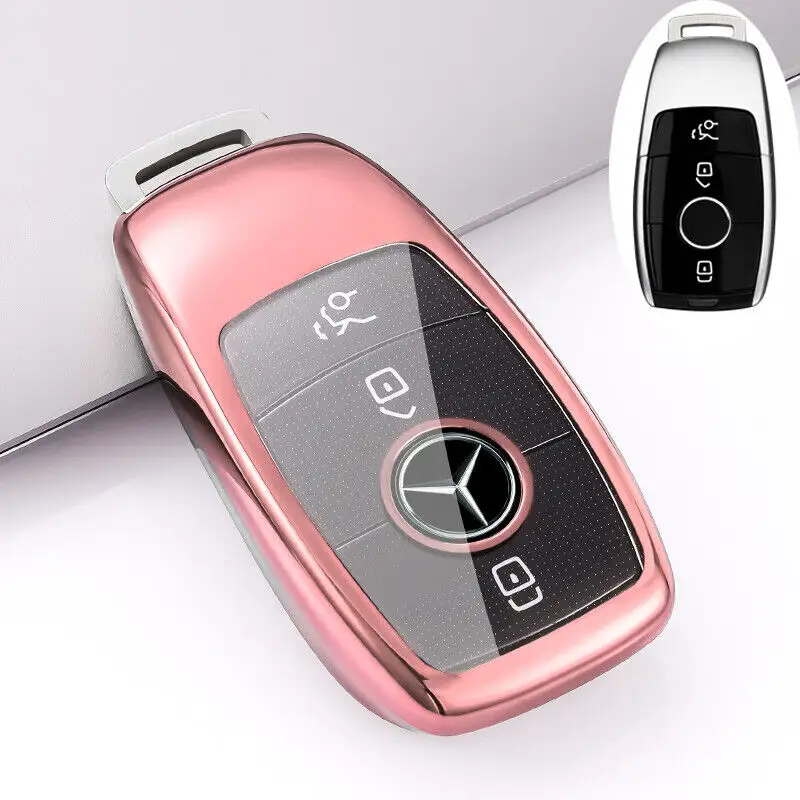 핑크 자동차 스마트 포브 케이스 키 커버 쉘 메르세데스 벤츠 A B C E S GLE GLS 키 케이스