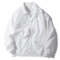 Veste de sport légère pour homme pour le printemps et l'automne Veste de coach Bouton Col rabattu Veste coupe-vent décontractée