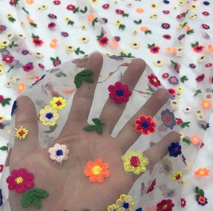 Colorful Small Flower <strong>Net</strong> Embroidery Lace Fabric Cheap Sexy Style for Shoes Bags Curtains Tablecloths Face Auxiliary Materials - Product Image 5