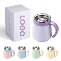 Mug Kopi Stainless Steel Berinsulasi Vakum dengan Logo Kustom, Pegangan Ergonomis, Tutup Geser, Dapat Digunakan Kembali untuk Meja, Rumah, Kantor