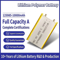 Batterie Li-ion polymère rechargeable OEM ODM d'usine 3.7v 3.85v QS125985 10000mAh pour traceur GPS