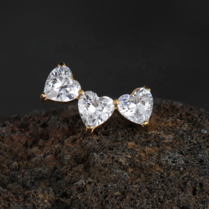 Nuevo ASTM F136 Titanio PVD 18K Oro Sin Rosca o Rosca Triple Corazón Extremos Conch Tragus Helix <span class=keywords><strong>Daith</strong></span> <span class=keywords><strong>Piercing</strong></span> Oreja Cuerpo - Product Image 2