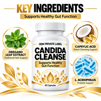 Compléments alimentaires à base de plantes en capsules personnalisées pour la purification de la Candida, avec feuille d'origan pour adultes, soutien OEM ODM pour la santé intestinale et du côlon, 60 gélules