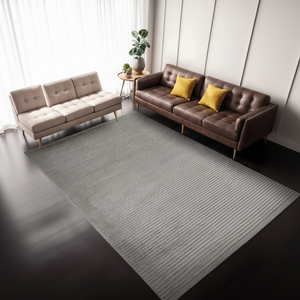 Alfombra de Chenilla a Rayas Gris Luna, Venta al por Mayor, 7mm, Lavable, Antideslizante, Ecológica, Apta para Mascotas, Poliéster y Algodón, Moderna, de Pelo Corto - Product Image 1