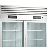Réfrigérateur vitrine à double porte en verre avec refroidissement par air en acier inoxydable pour pâtisserie, boulangerie, congélateur commercial