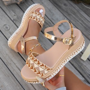 Sandales d'été décontractées pour femmes, légères, à plateforme large, style espadrilles, à bout ouvert, pour l'extérieur - Product Image 5