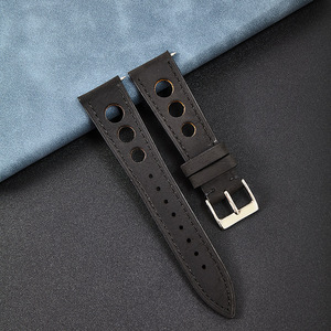 Bracelet de montre en cuir Crazy Horse pour homme, fait main, respirant, perforé, à libération rapide, bracelet de remplacement - Product Image 6