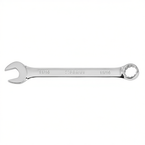 Clé combinée à double extrémité de qualité industrielle Fervi, 11/16 pouces, acier au chrome-vanadium, chromée, polie miroir - Product Image 2
