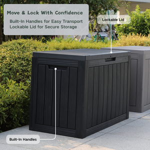 Klaar voor verzending: All-weather upgrade plastic tuinmeubilair, buiten opbergkast, terraskist met zitgedeelte en opbergorganizer - Product Image 3