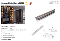 Éclairage linéaire LED encastré à angle réglable pour étagères, armoires, vitrines YB1005-24-1