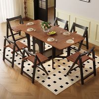 Table à manger pliante réglable en bois massif de style vintage, en bois d'hévéa, pour petit appartement, salon, style français rétro