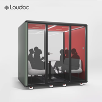 Cabine de réunion modulaire insonorisée pour 4 à 6 personnes, grande cabine de bureau insonorisée, verre trempé, hôpital, extérieur, hôtel, centre commercial, villa