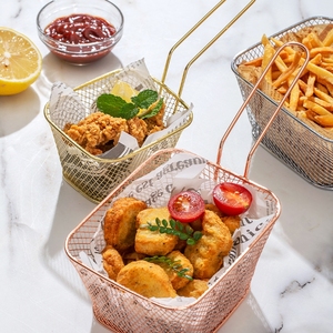 Mini cucina quadrata in acciaio inox patatine fritte cesto di avannotti setaccio ristorante snack americano dim sum filtro - Product Image 4