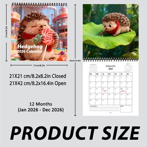 Calendrier <span class=keywords><strong>de</strong></span> bureau et mural personnalisé OEM ODM avec logo hérisson 2027, reliure spirale, image <span class=keywords><strong>de</strong></span> dessin animé en couleur, faible MOQ, cadeau promotionnel - Product Image 4