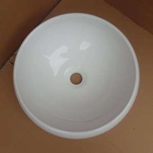 Évier de salle de bain moderne en porcelaine ronde de style industriel, à trou unique, à poser sur le comptoir, avec fonction de nettoyage facile - Product Image 2