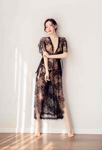 新着ファッションデザインシースルー半袖パジャマレースまつげ女性セクシーランジェリー - Product Image 4