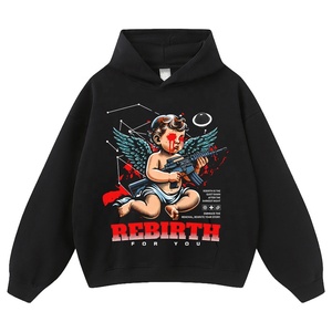 Felpa <span class=keywords><strong>con</strong></span> Cappuccio Invernale di Tendenza, Stile Vintage <span class=keywords><strong>con</strong></span> Effetto Usurato e Stampa, Vestibilità Ampia, Stile Unisex in Cotone - Product Image 3
