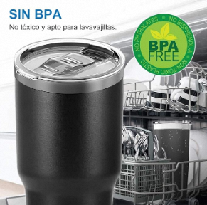 Vaso térmico de acero inoxidable VANOW de 30 oz con pajita y cepillo para viaje - Product Image 5