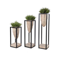 Pot de fleurs moderne et épuré en fibre de verre creuse, durable, écologique et thermolaqué pour jardin