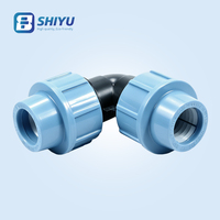 Conector de Tubería de PP de 20, 25, 32, 40, 50 y 63 mm, Codo de 90 Grados, Accesorio de Polipropileno Azul Claro con Embalaje Profesional en Inglés