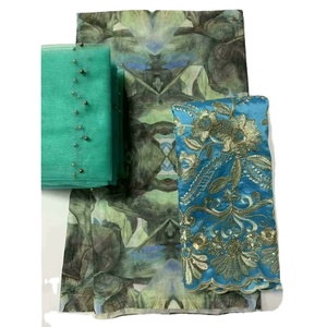 Lisami RTS Swiss Voile cotton mềm 2yard + 2yard lưới thêu + 5yard in somali Sudan dirac gabasaar toub vải cotton - Product Image 1